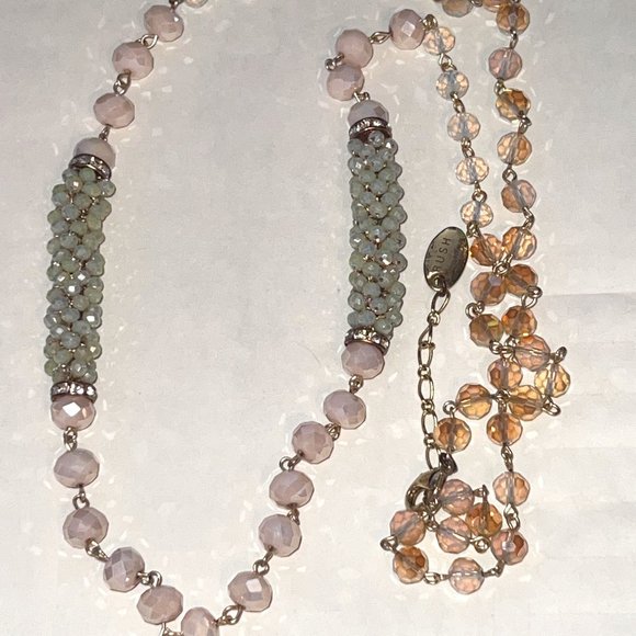 RUSH by Denis & Charles Faceted Beaded Pale Pink Opalescent Necklace - Picture 1 of 4